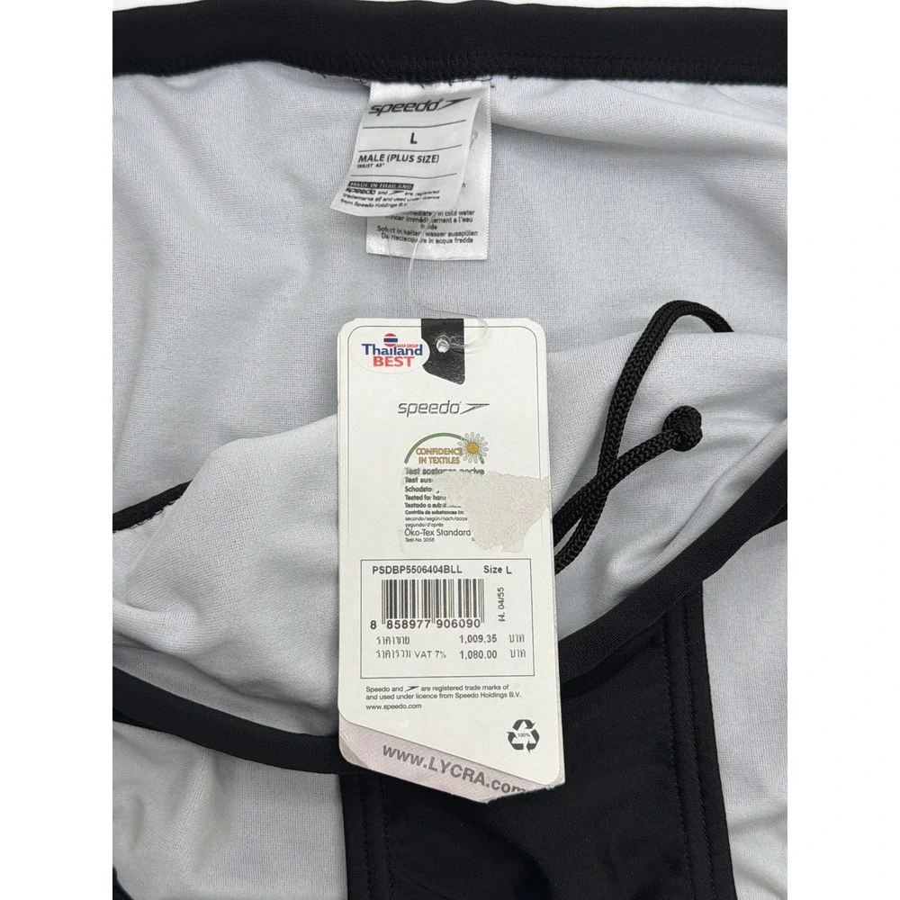 Speedo Mens Black Striped Swim Briefs Plus Size L Lycra Trunks PSDBP5506404BLL